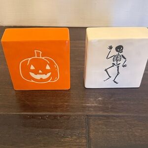 Halloween Pumpkin and Skeleton Decor Blocks